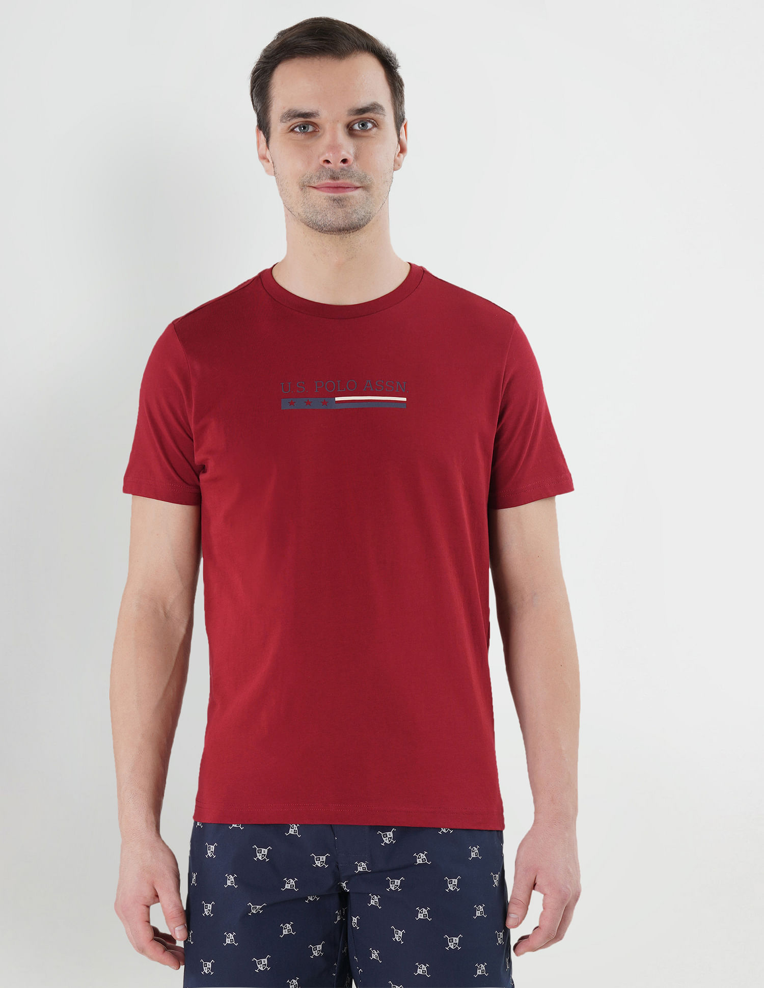 Buy USPA Innerwear Crew Neck Brand Print LE001 Lounge T-Shirt - Pack Of 1 -  NNNOW.com