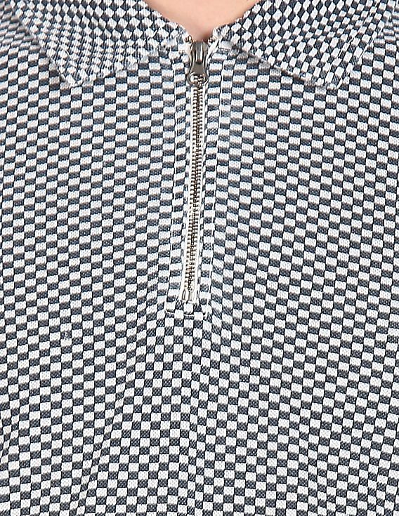 U.S. Polo Assn. Zipper Placket Check Polo Shirt