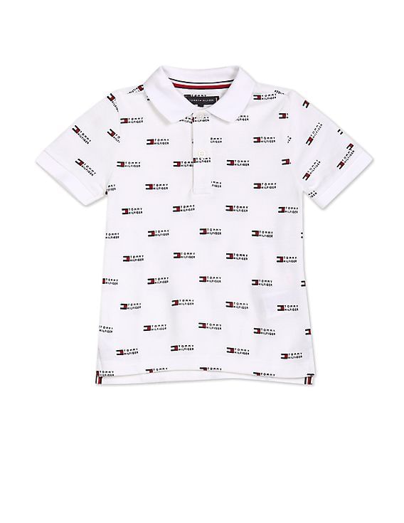 Buy Tommy Hilfiger Kids Boys White Short Sleeve All Over Brand