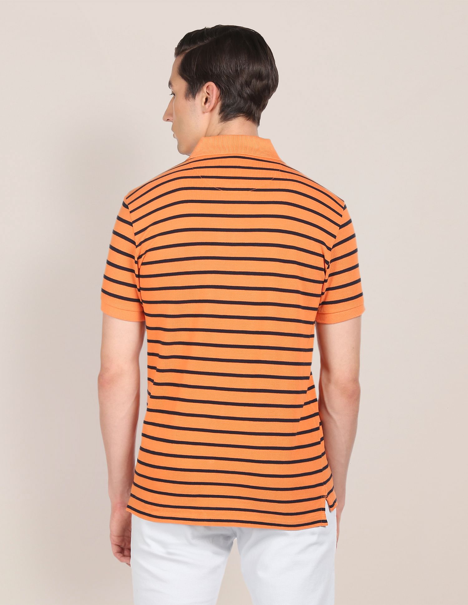 U.S. Polo Assn. Ribbed Collar Horizontal Stripe Polo Shirt