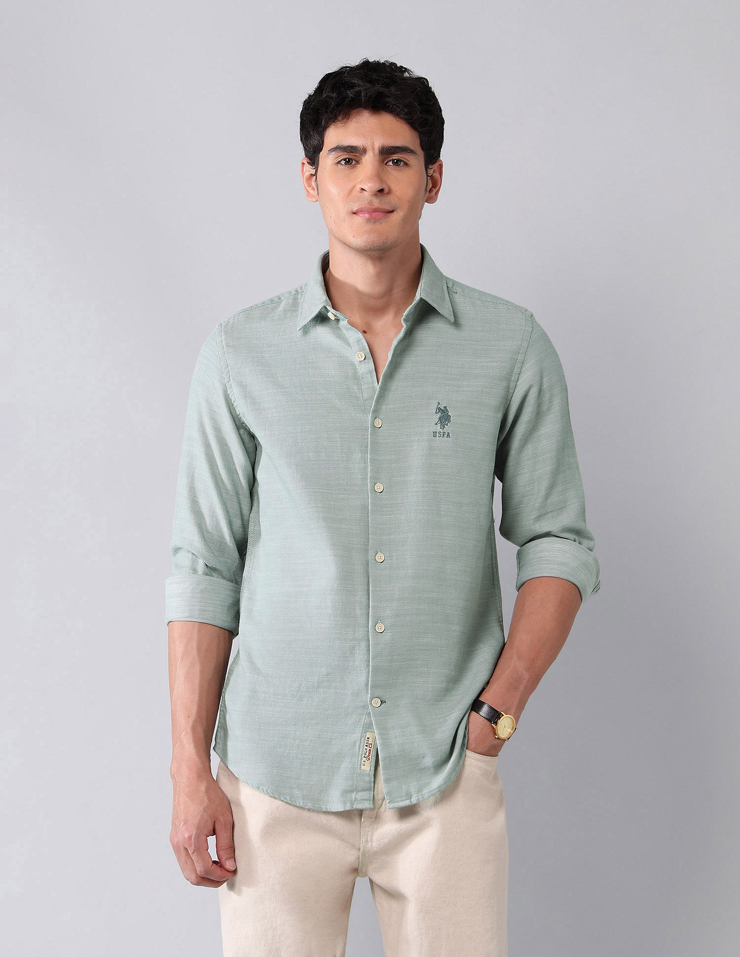 U.S. Polo Assn. Denim Co. All-Over Printed Pure Cotton Shirt