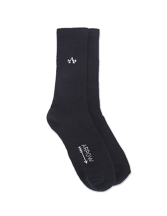Arrow Men Navy Crew Length Solid Socks