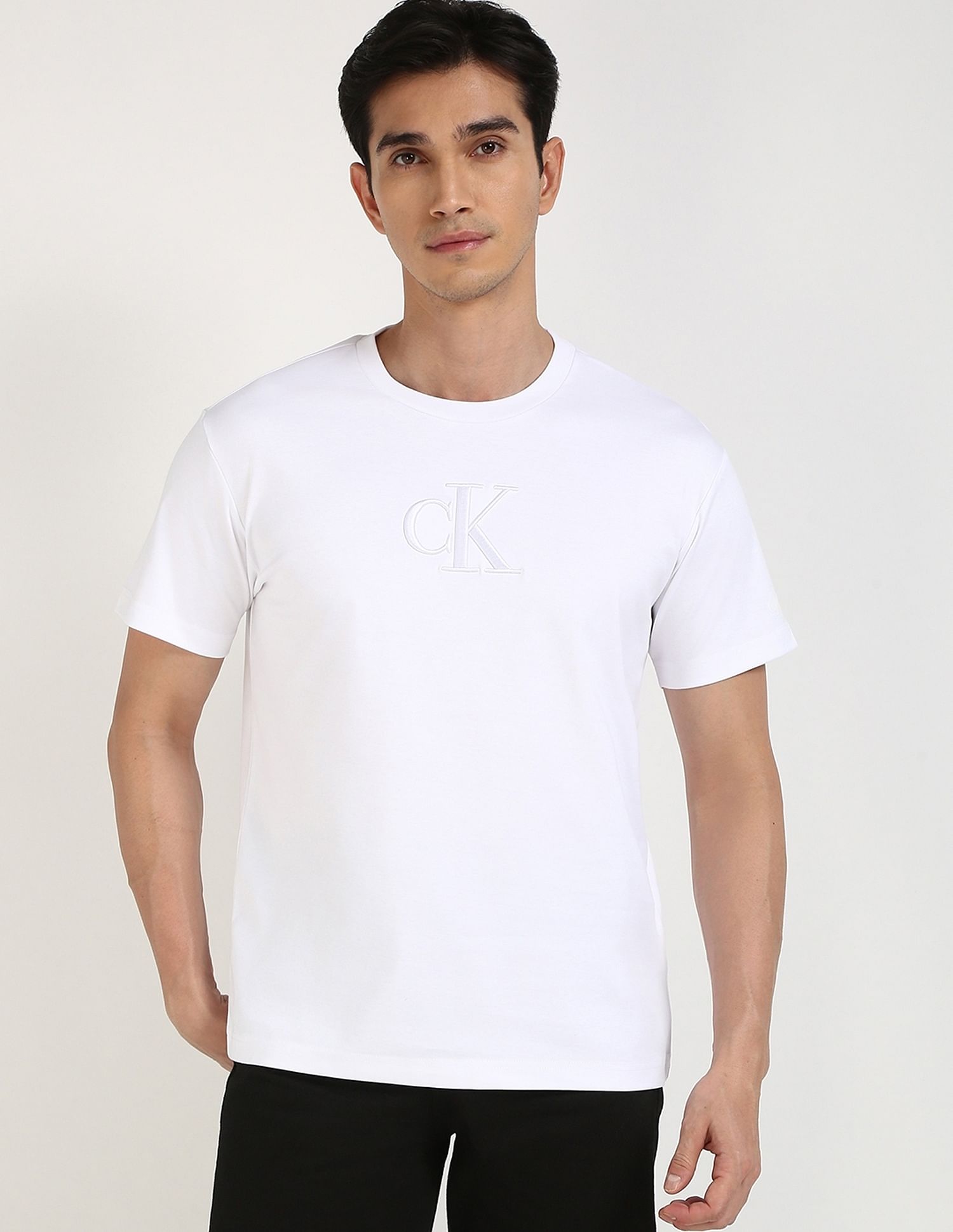 Calvin Klein Jeans Embroidered Logo Regular-Fit Cotton T Shirt