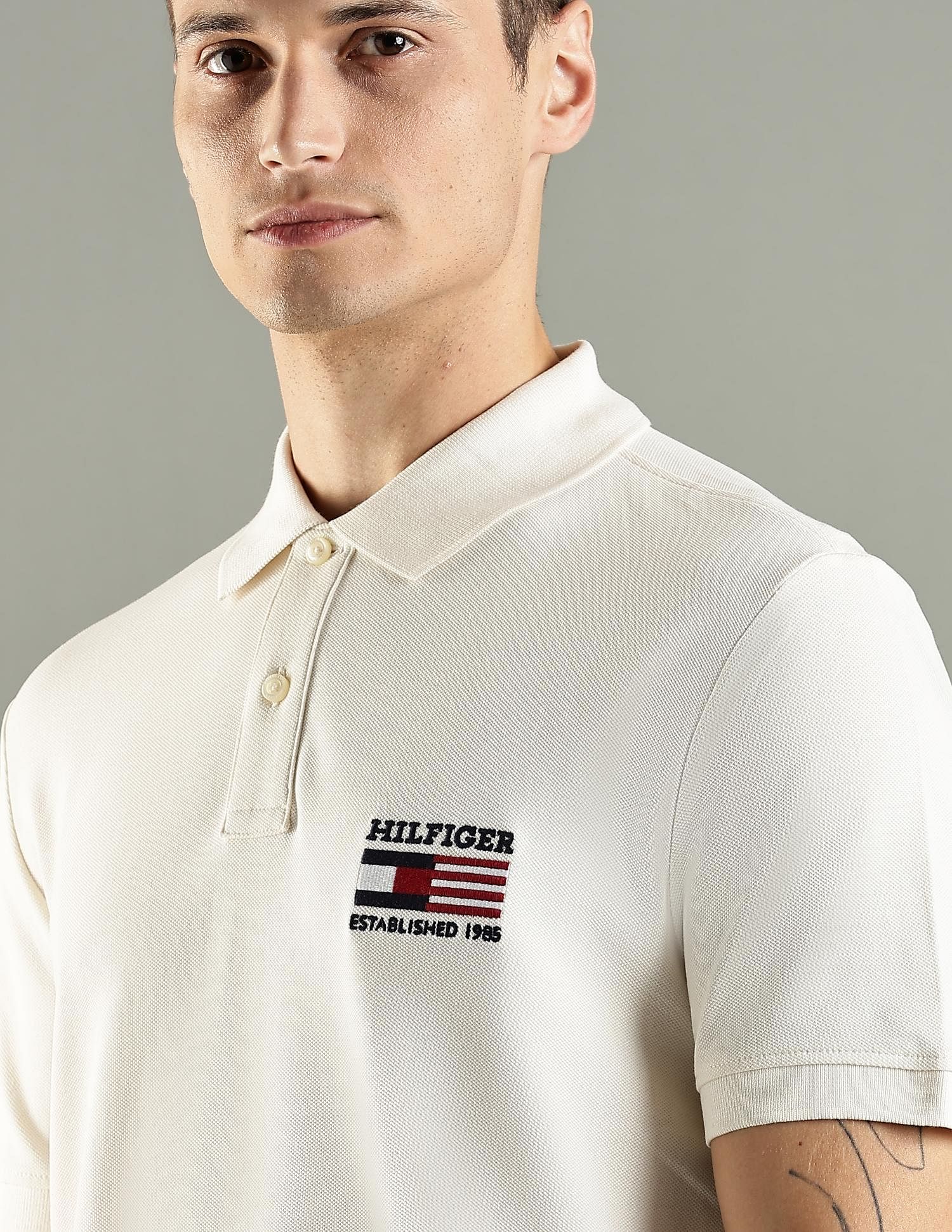 Tommy Hilfiger Solid Regular Fit Cotton Polo T-Shirt