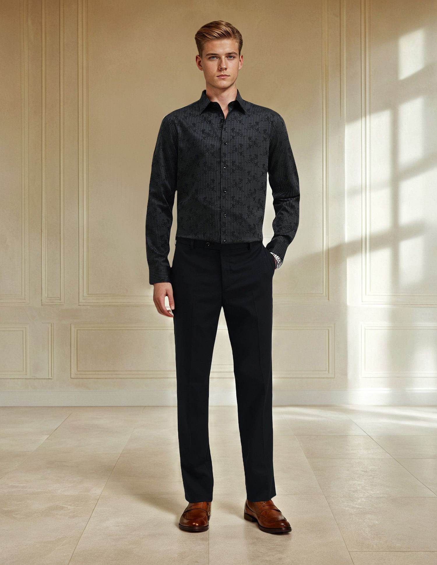 Arrow Slim Fit Vertical Striped Shirt
