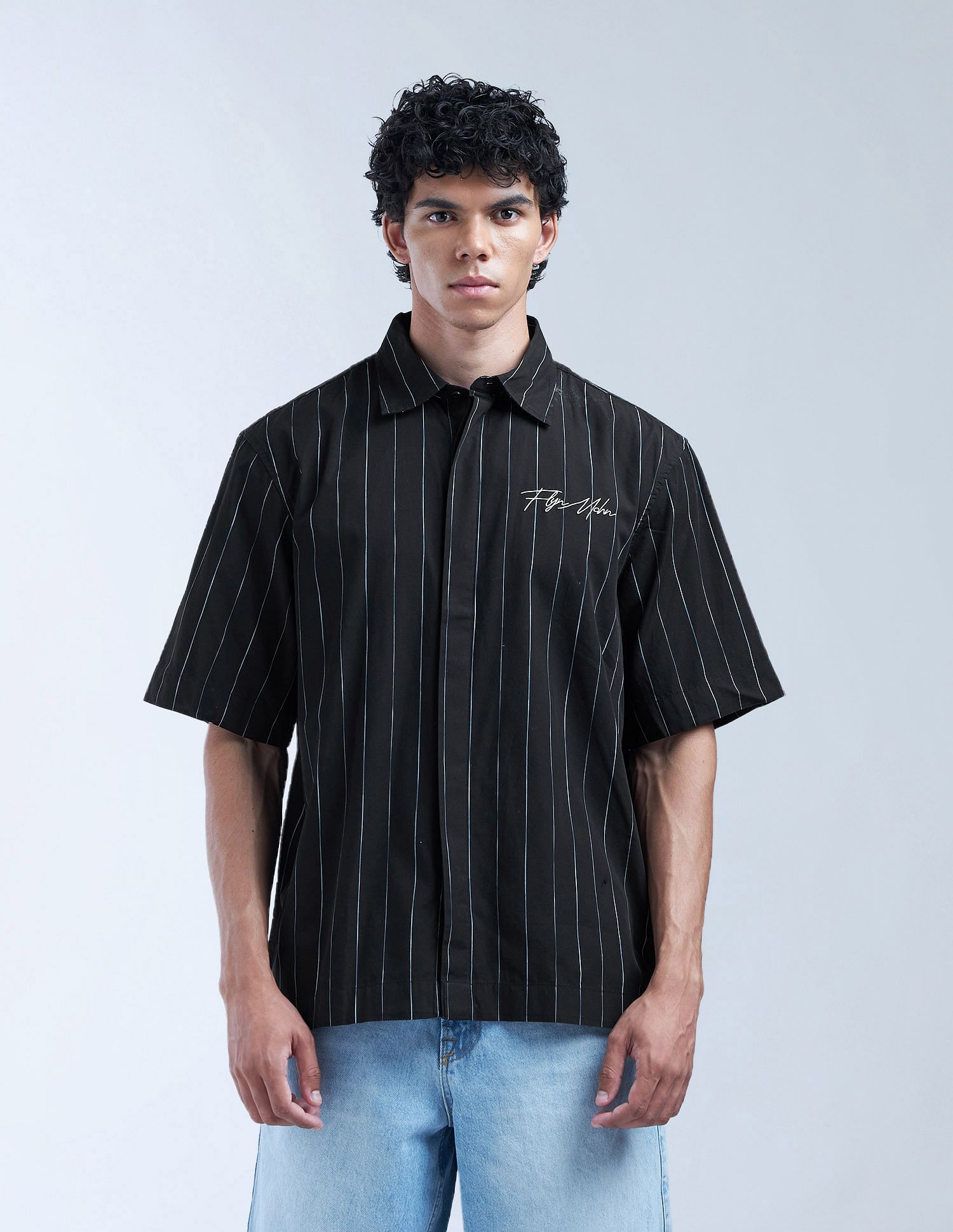 Flying Machine Vertical Striped Oversized Fit Digitopia Shirt