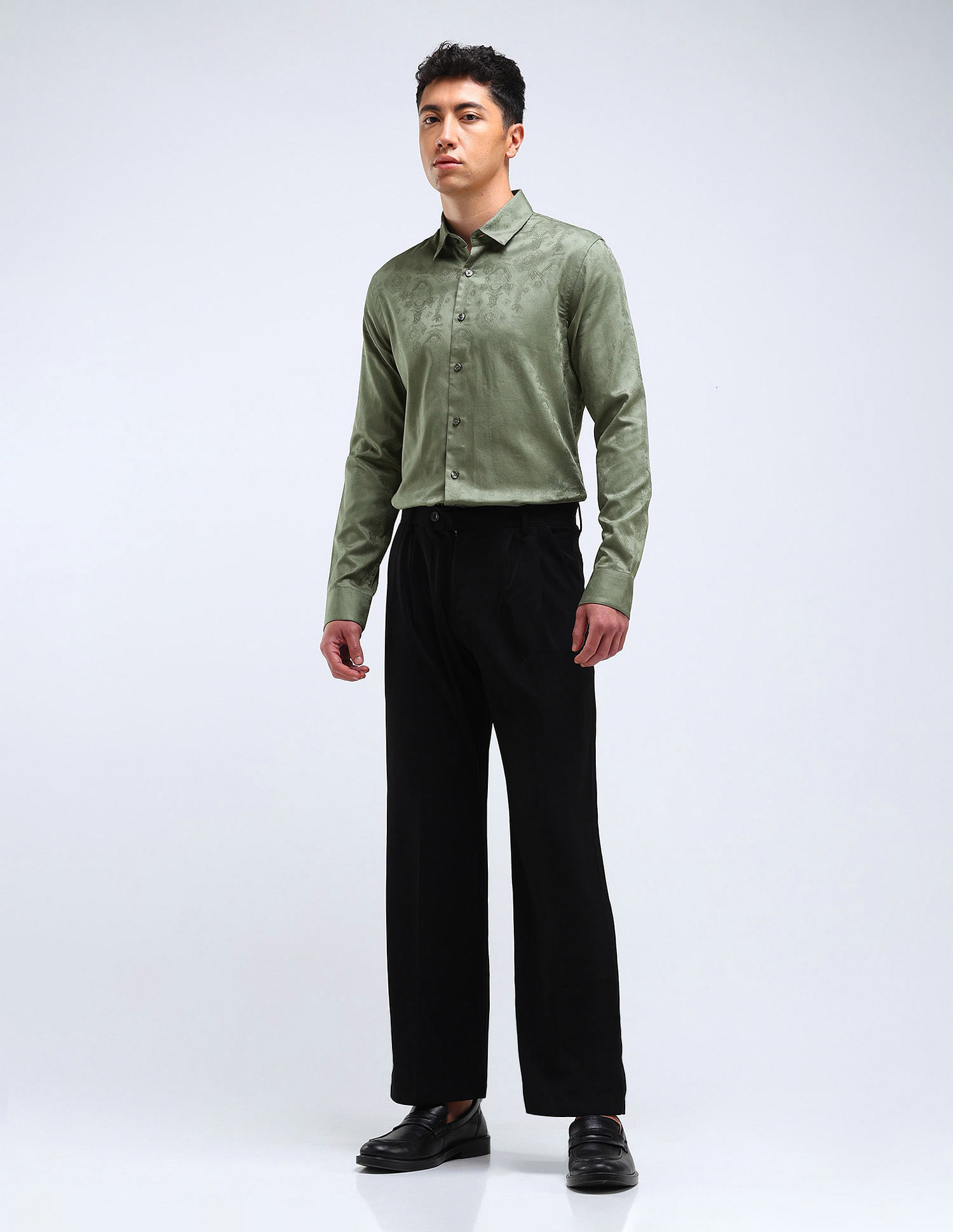 Flying Machine Slim Fit Jacquard Shirt