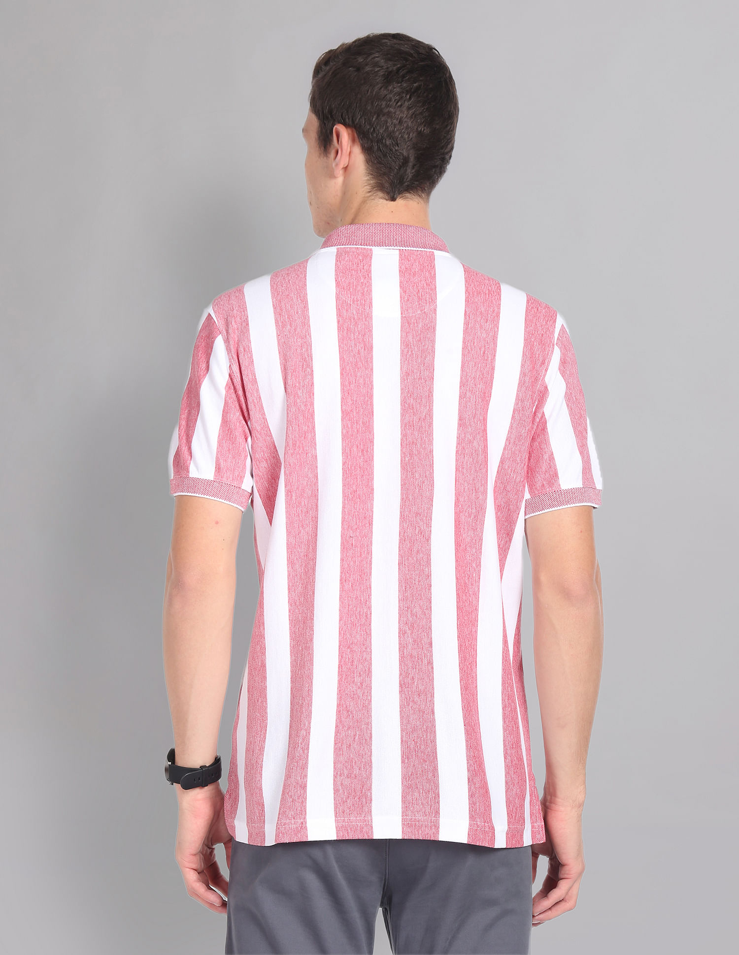 AD by Arvind Vertical Stripe Moistex Finish Polo Shirt