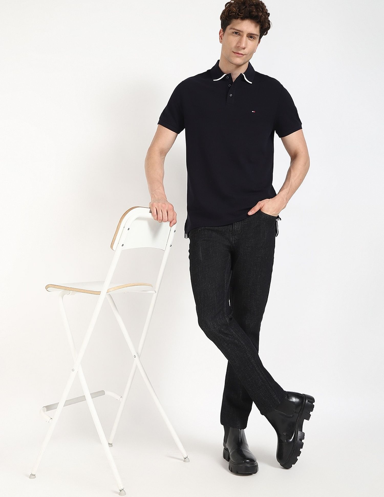 Tommy Hilfiger Solid Regular-Fit Cotton Polo Shirt