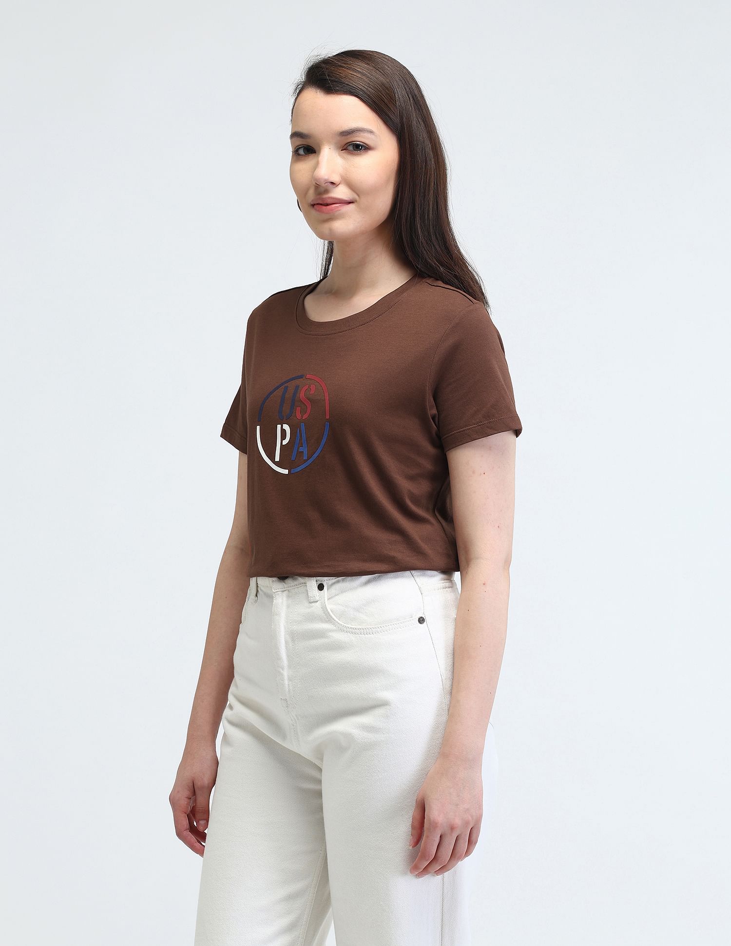 U.S. Polo Assn. Women Puff Print Regular Fit T-Shirt