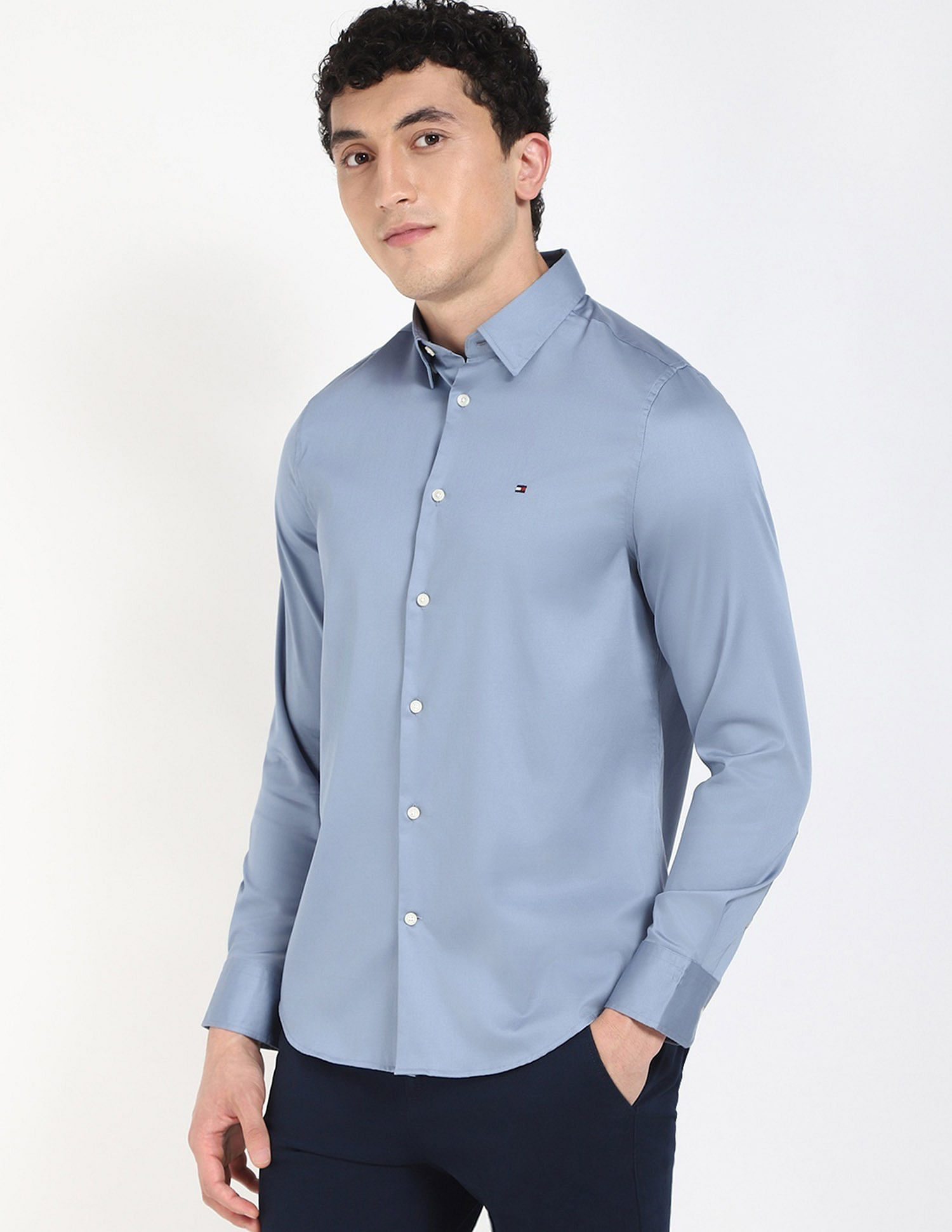 Tommy Hilfiger Solid Regular Fit Sateen Woven Shirt