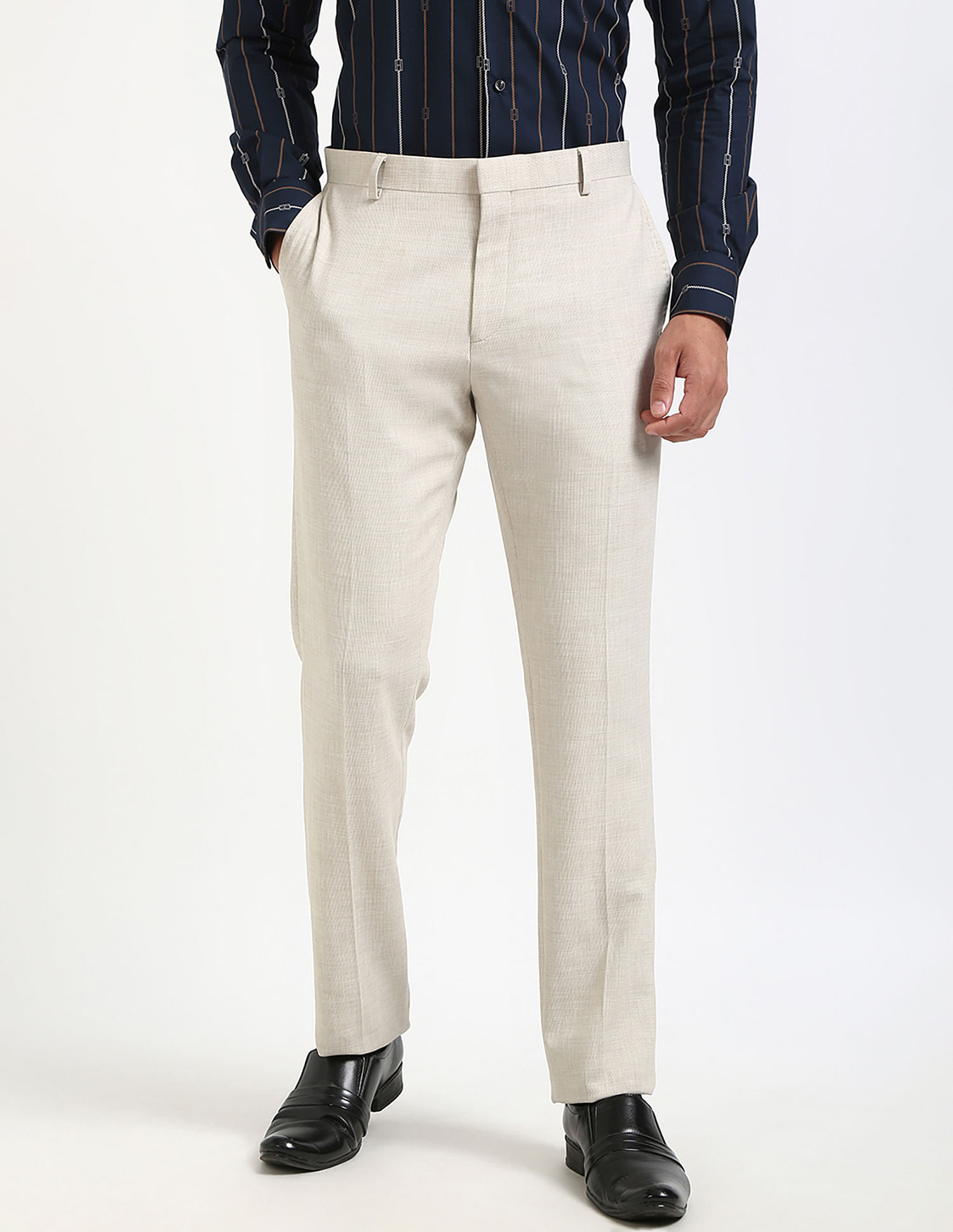 Tommy Hilfiger Regular-Fit Self-Design Mid-Rise Trouser