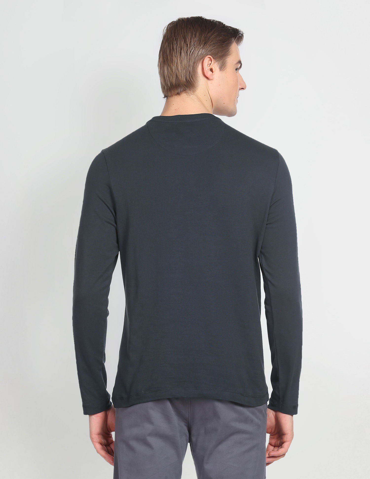 U.S. Polo Assn. Denim Co. Crew Neck Long Sleeve Brand Print T-Shirt
