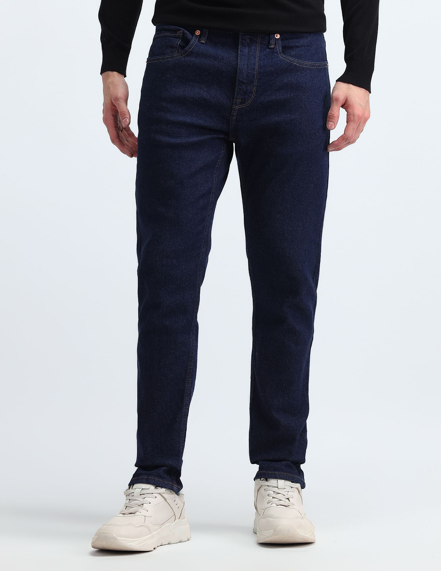 Flying Machine Slash Slim Tapered Fit Jeans