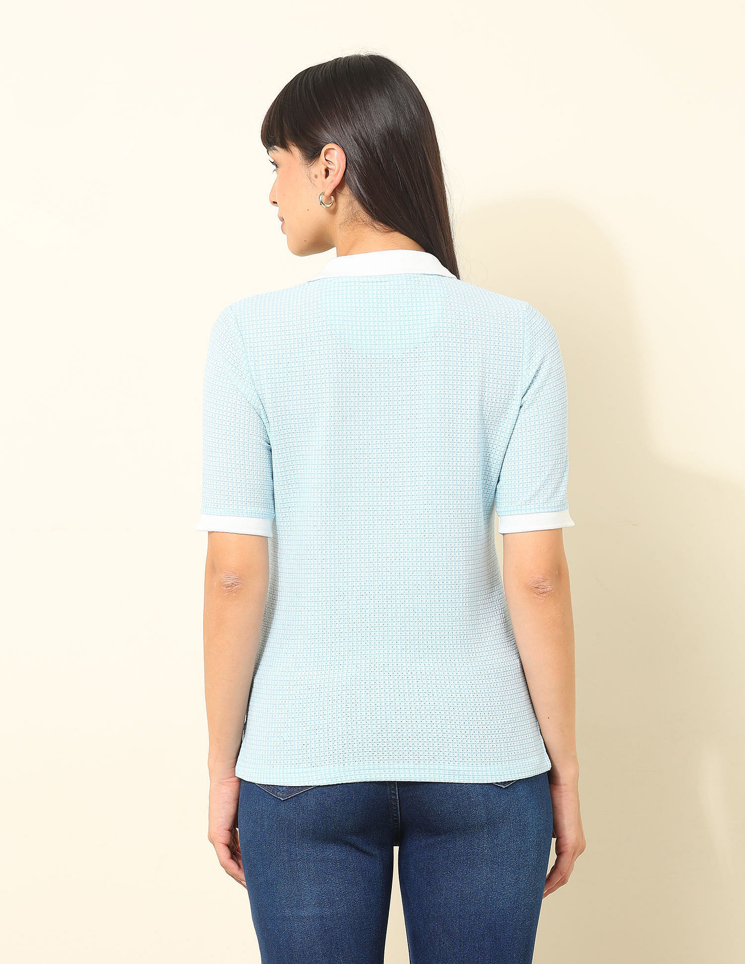 U.S. Polo Assn. Women Regular Fit Textured Polo Shirt