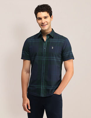 U S Polo Assn Grid Tattersall Checked Tailored Fit Shirt