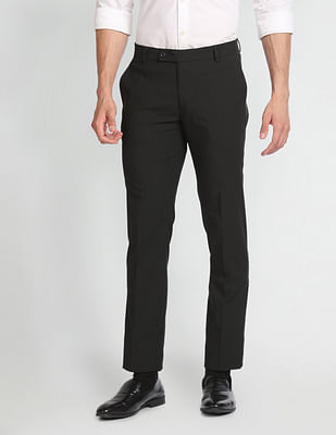 Arrow Solid Hudson Tailored Regular Fit Formal Trousers