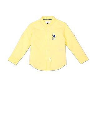 U S Polo Assn Kids Boys Mandarin Collar Solid Shirt