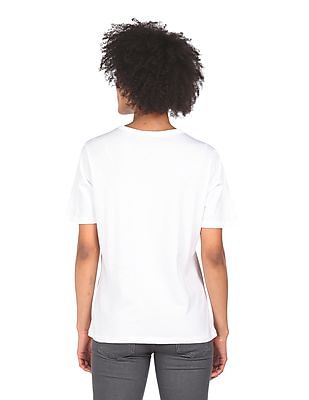 Buy Tommy Hilfiger Women White Round Neck Embroidered Logo T