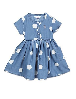 U S Polo Assn Kids Polka Dot Fit And Flare Dress