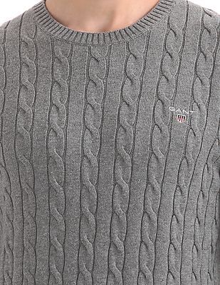 Buy Men Cotton Cable Crew Sweater online at