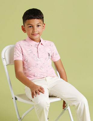 U S Polo Assn Kids Boys Printed Cotton Polo Shirt