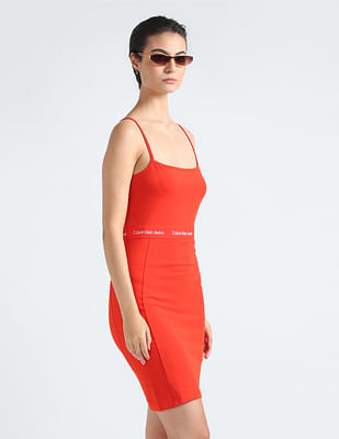 Calvin Klein Logo Elastic Strappy Dress