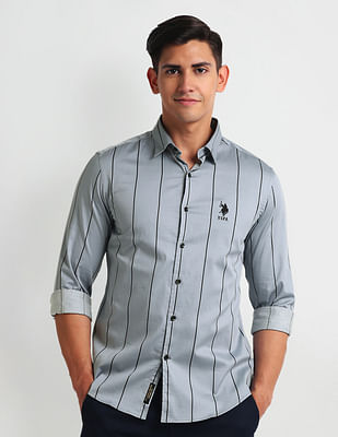 U S Polo Assn Denim Co Vertical Stripe Slim Shirt