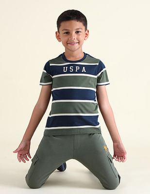 U S Polo Assn Kids Boys Horizontal Striped Regular Fit T-Shirt