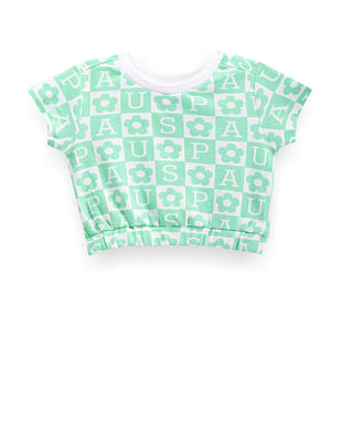 U S Polo Assn Kids Girls Brand Print Cotton T-Shirt