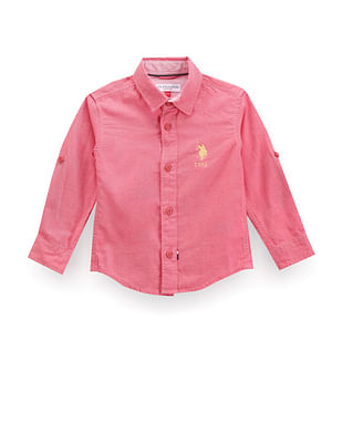 U S Polo Assn Kids Boys Solid Twill Cotton Shirt