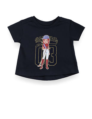 U S Polo Assn Kids Girls Graphic Print Cotton T-Shirt