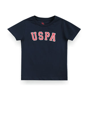 U S Polo Assn Kids Boys Crew Neck Brand Print T-Shirt