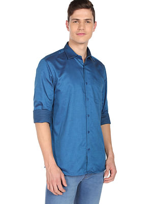 Ad By Arvind Dobby Regular Fit Evening Shirt