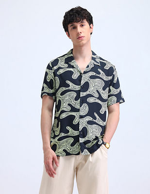 Flying Machine Abstract Pattern Regular Shirt