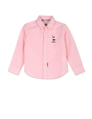 U S Polo Assn Kids Boys Cotton Linen Solid Shirt