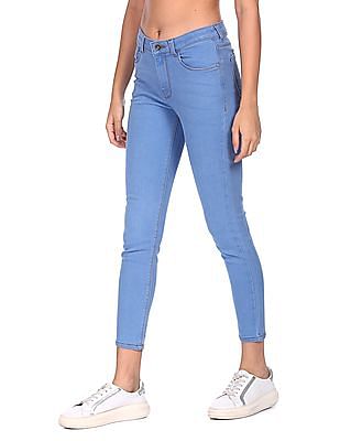 UNIQUE Light Blue Mid Rise Wide Leg Jeans