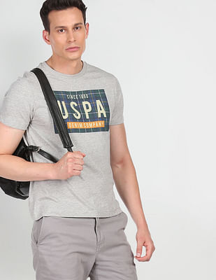 U S Polo Assn Denim Co Brand Print Heathered T-Shirt