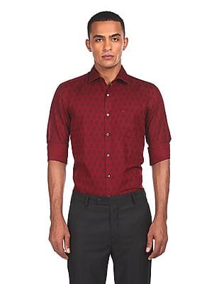 Buy Arrow Men Red Slim Fit Printed 