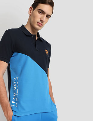 U S Polo Assn Diagonal Colour Block Active Polo Shirt