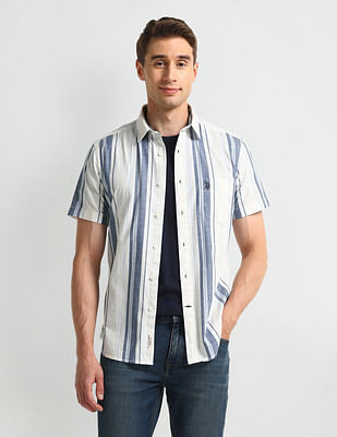 U S Polo Assn Denim Co Vertical Striped Slim Fit Shirt