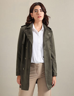 U S Polo Assn Women Double Breasted Solid Trench Coat