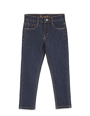 Boys Blue Mid Rise Stone Wash Jeans
