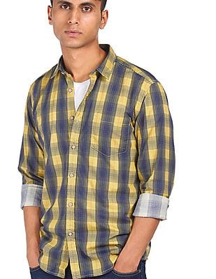 Navy Check Cotton Casual Shirt - NNNOW 