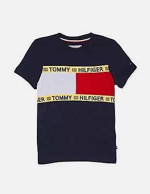 tommy hilfiger logo flag t shirt navy