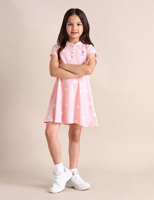 U S Polo Assn Kids Girls Floral A-line Dress