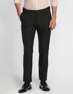 Buy Arrow Check Pattern Weave Wool Blend Trousers - NNNOW.com