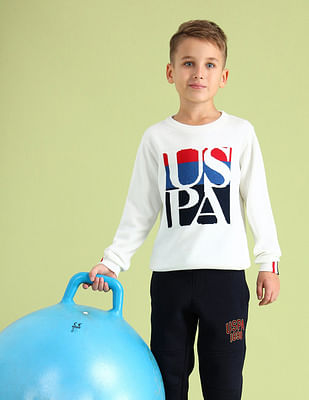 U S Polo Assn Kids Boys Brand Printed Regular Fit Sweater