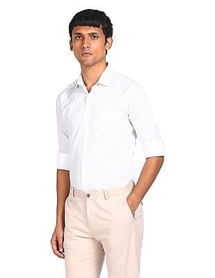 Buy Arrow Men White Slim Fit French 