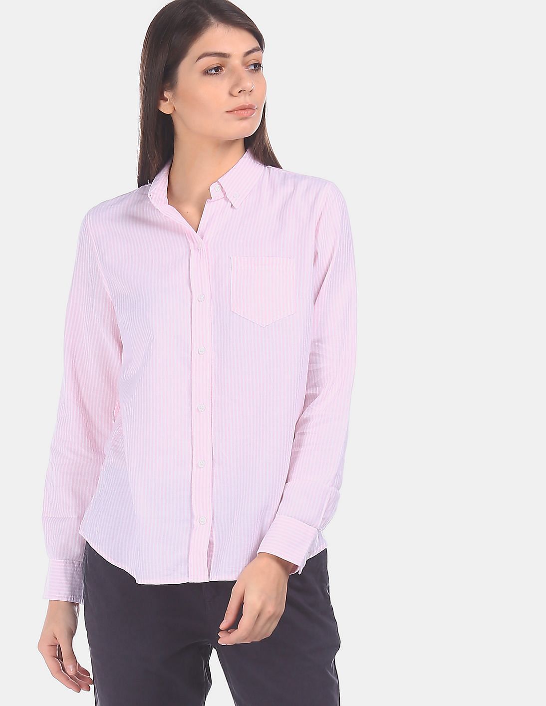 women's pink oxford shirt